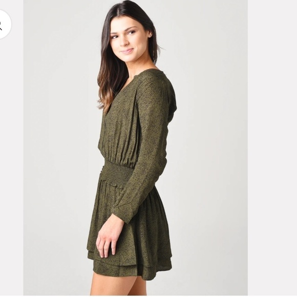 RAILS Women's Jasmine Dress Olive Speckled Lightweight Smocked Size Medium - Picture 5 of 12